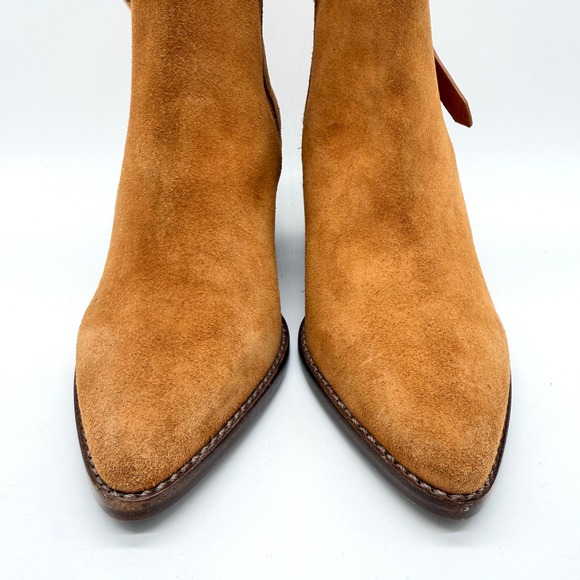 Zadig & Voltaire Tyler Cecilia Boots Women 37 Brown Suede Western Buckle Pointed - Picture 2 of 12